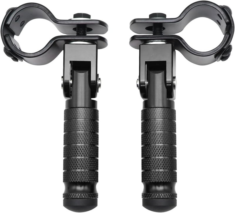 YWLUWEI M8 Motorcycle Foot Rests Fit 1.22-1.29in Motorbike Brackets Foldable Foot Pegs Front Footpeg Rear Footpeg Anti-Skid Rearsets Folded Footrest 90 Degree Fixed Folding Passenger Pedal Supports(Black) - Image 1